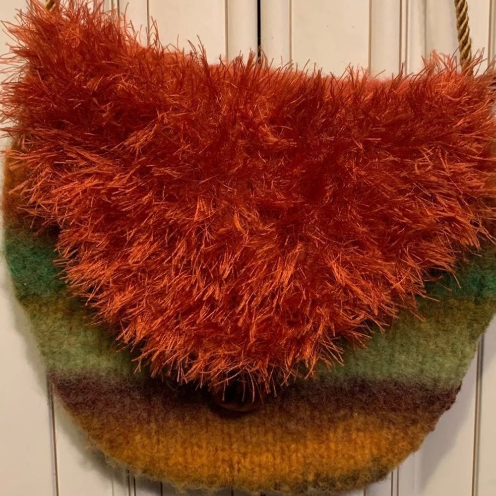 DESIGNER HAND KNIT HAND FELTED WOOL " FUR " BAG